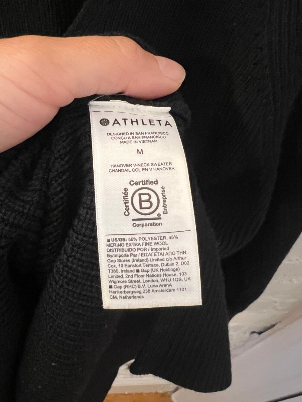 Athleta Women's Knitted Hanover V-Neck Sweater Long Sleeves Black Size Medium - Picture 4 of 6